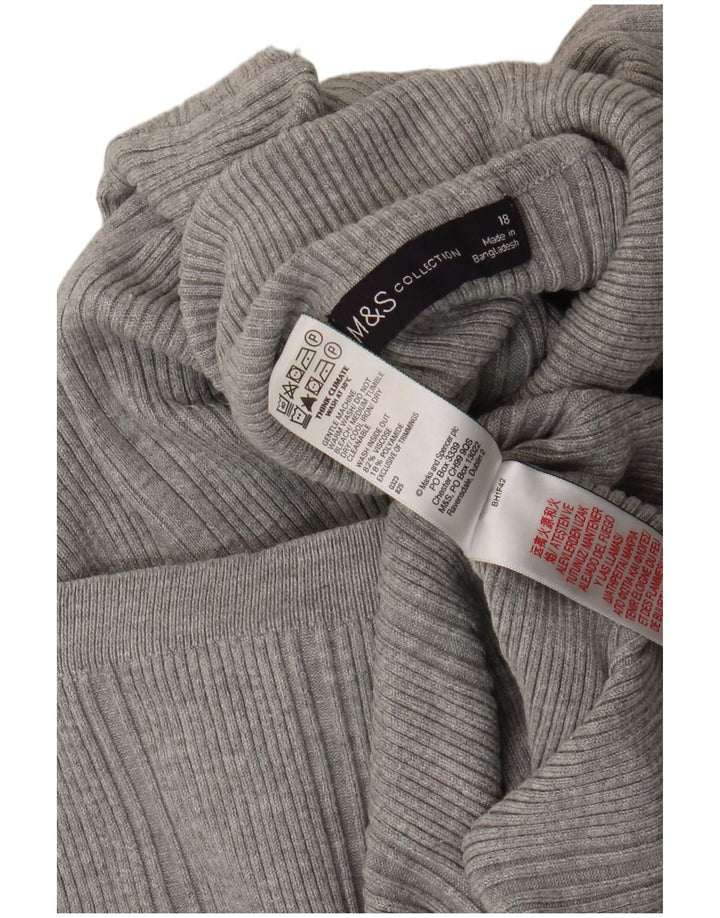 Maglione maglione a collo alto da donna Marks & Spencer UK 18 XL viscosa grigia