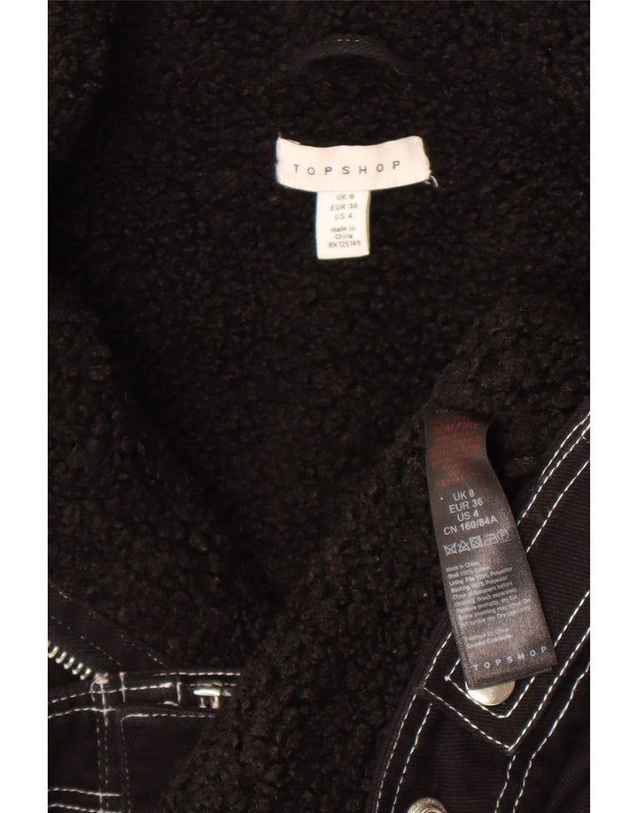 Giacca Sherpa oversize da donna Topshop UK 8 piccola in cotone nero