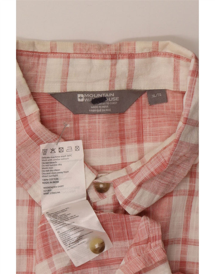 Camicia a maniche corte da uomo Mountain Warehouse XL in cotone a quadri rosa