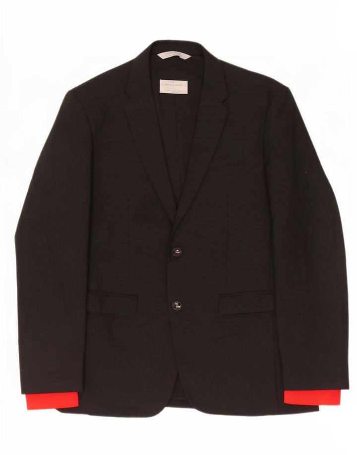 Giacca blazer da uomo a 2 bottoni Zara IT 50 grande poliestere nero