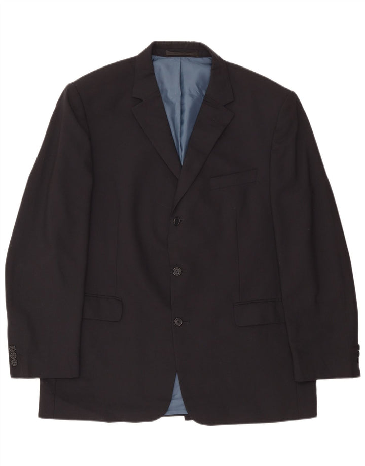 Giacca blazer a 3 bottoni da uomo Marks & Spencer UK 44 XL poliestere blu navy