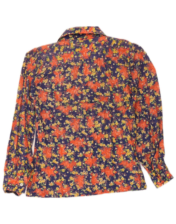 Camicetta camicia vintage da donna IT 42 media floreale multicolore