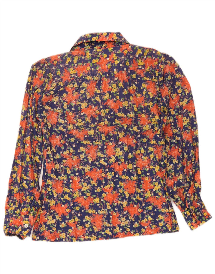 Camicetta camicia vintage da donna IT 42 media floreale multicolore