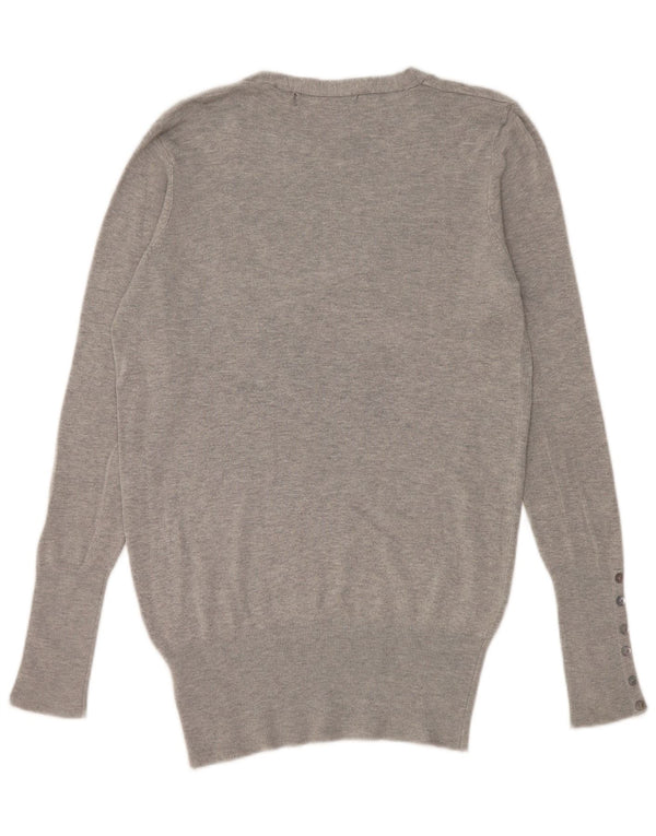 Maglione Zara da donna con scollo a V UK 16 Large Rayon grigio