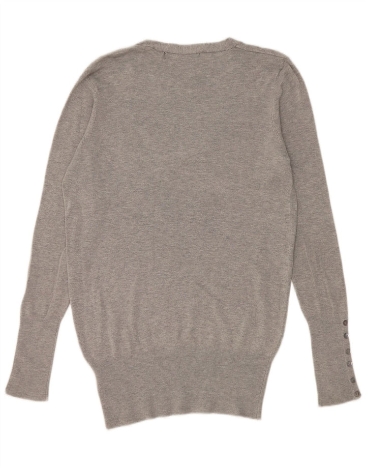 Maglione Zara da donna con scollo a V UK 16 Large Rayon grigio