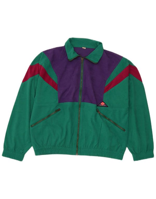 Tuta intera da donna vintage UK 14 Poliestere color block verde medio