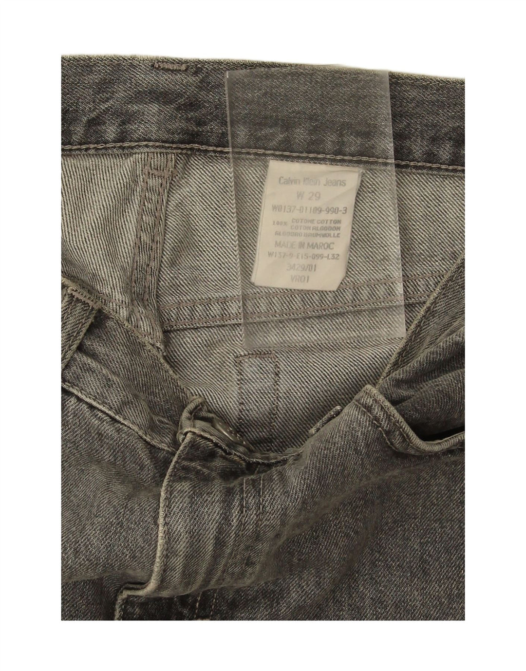 CALVIN KLEIN Womens Straight Jeans W29 L31 Grey Cotton