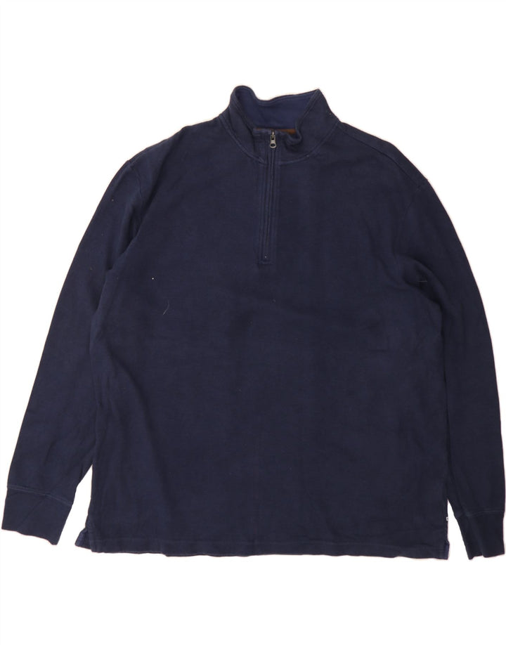 CHAPS Mens Zip Neck Sweatshirt Jumper XL Navy Blue Vintage Chaps and Second-Hand Chaps from Messina Hembry 