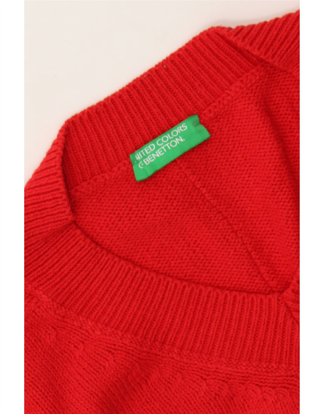 BENETTON Womens V-Neck Jumper Sweater UK 18 XL Red Vintage Benetton and Second-Hand Benetton from Messina Hembry 