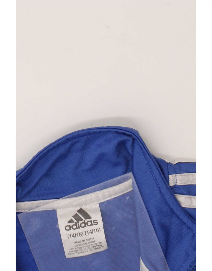 Giacca superiore della tuta grafica Adidas da ragazzo 14-15 anni Large Blu Poliestere