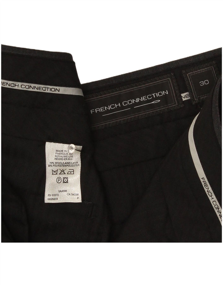 Pantaloni da abito dritti da uomo French Connection W30 L33 in lana a righe grigie
