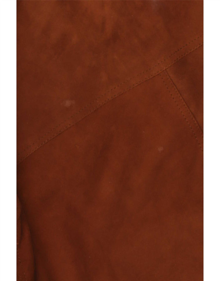 Giubbotto bomber in pelle scamosciata vintage da uomo UK 42 XL in pelle marrone