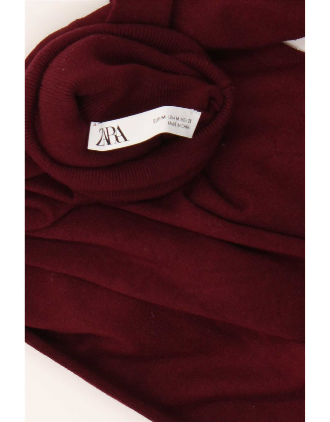 Maglione maglione collo alto da donna Zara UK 12 Borgogna medio