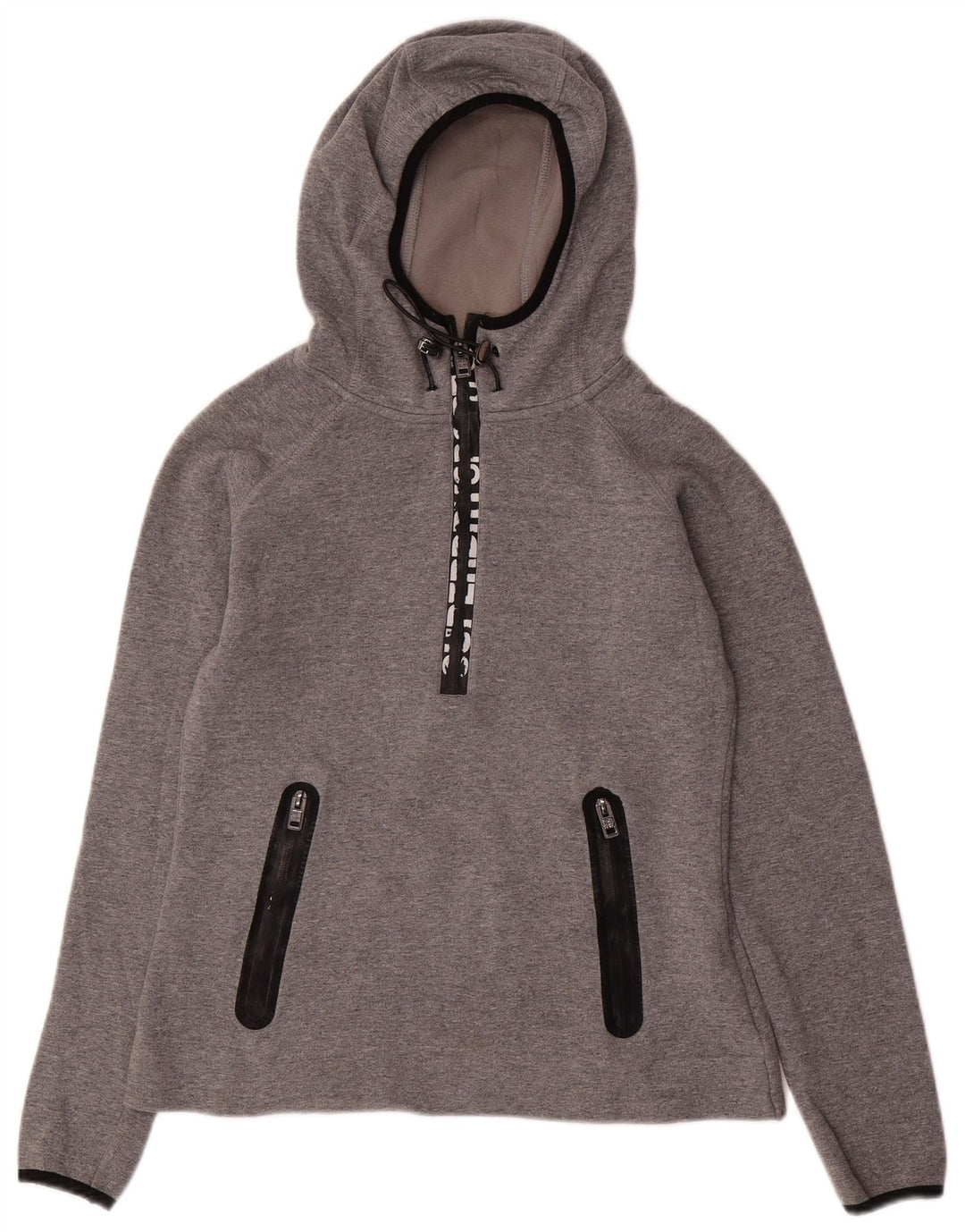Maglione con cappuccio e zip con collo e zip grafica da donna SUPERDRY UK 10 piccolo grigio