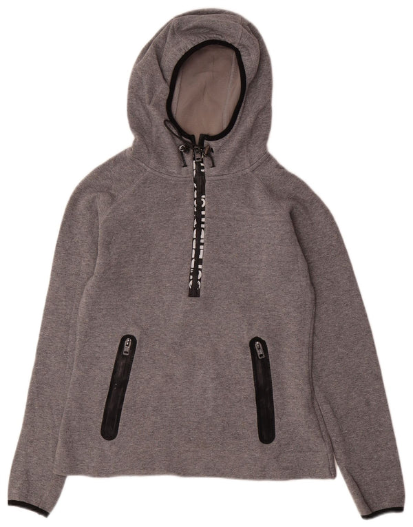 Maglione con cappuccio e zip con collo e zip grafica da donna SUPERDRY UK 10 piccolo grigio