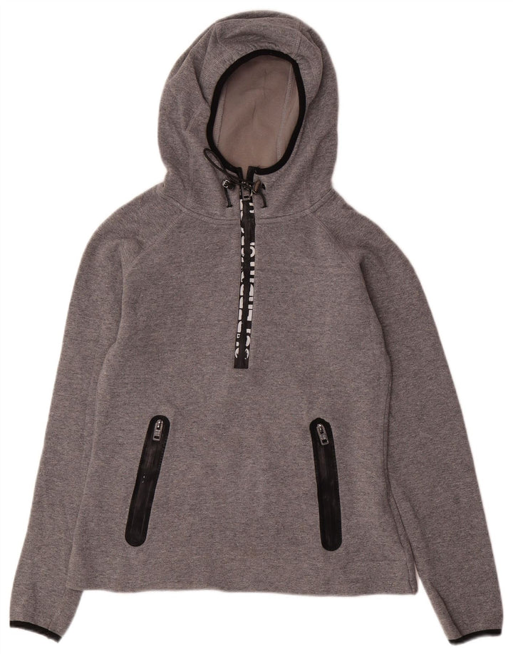 Maglione con cappuccio e zip con collo e zip grafica da donna SUPERDRY UK 10 piccolo grigio