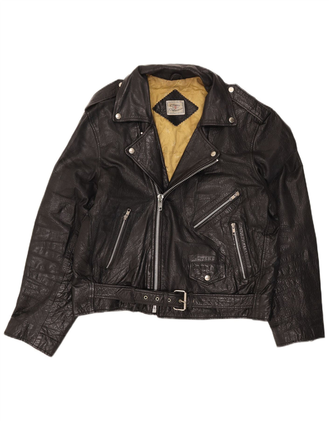 Giacca da motociclista in pelle da uomo CLASSIC UK 42 XL Nera