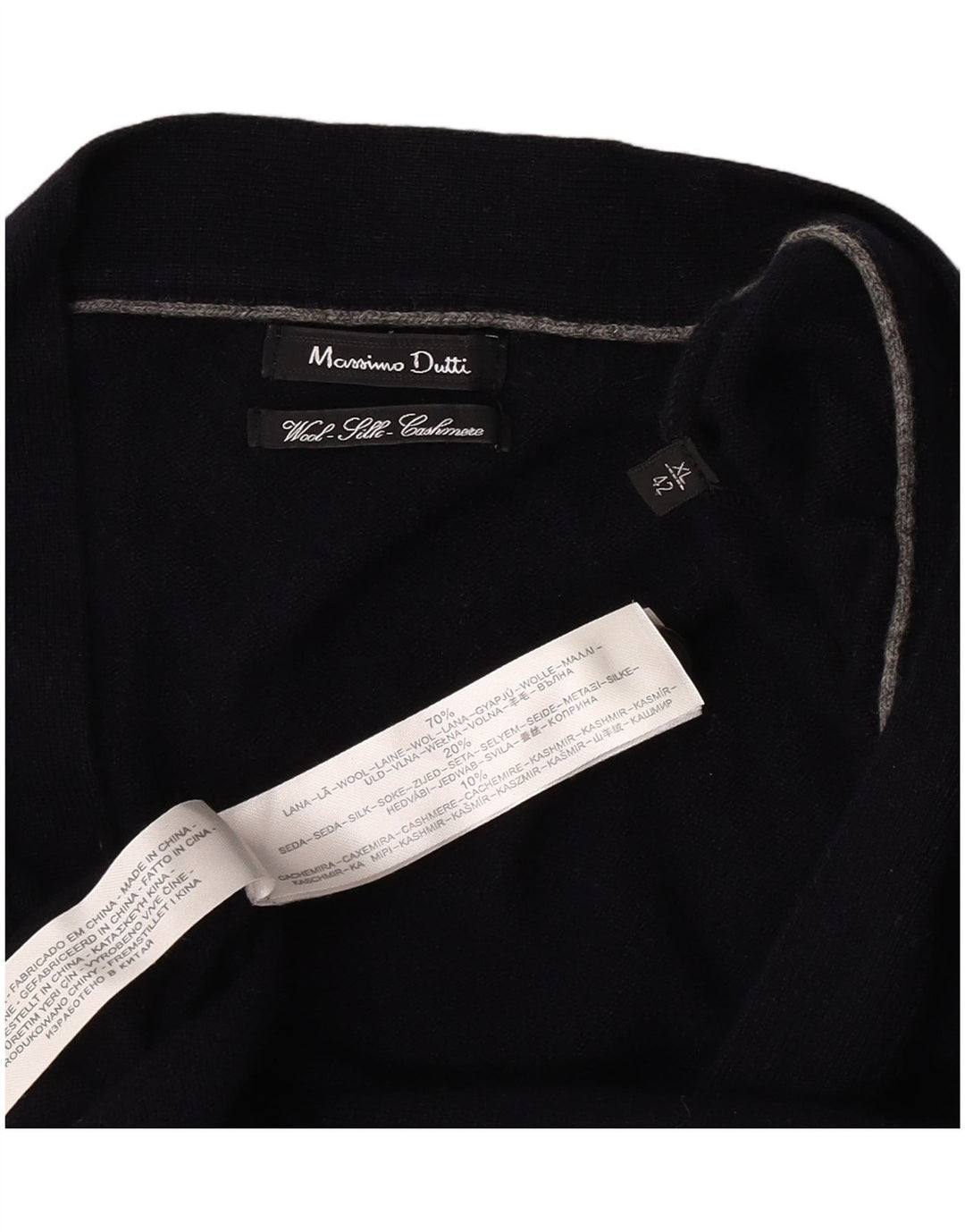 Maglione cardigan da uomo Massimo Dutti XL in lana blu navy