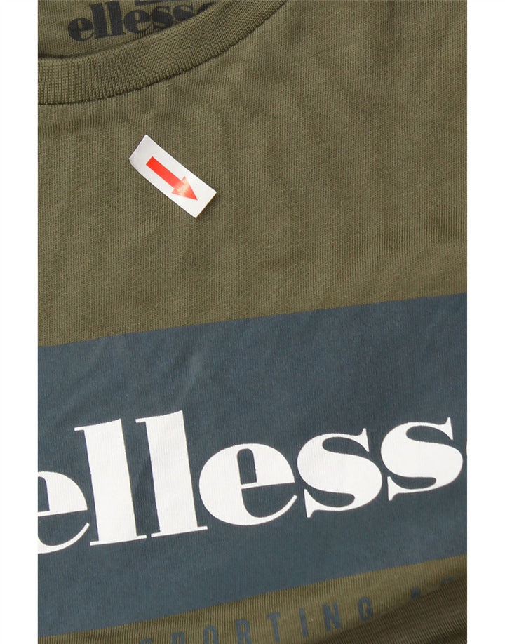 T-shirt grafica da uomo Ellesse Top grande in cotone kaki