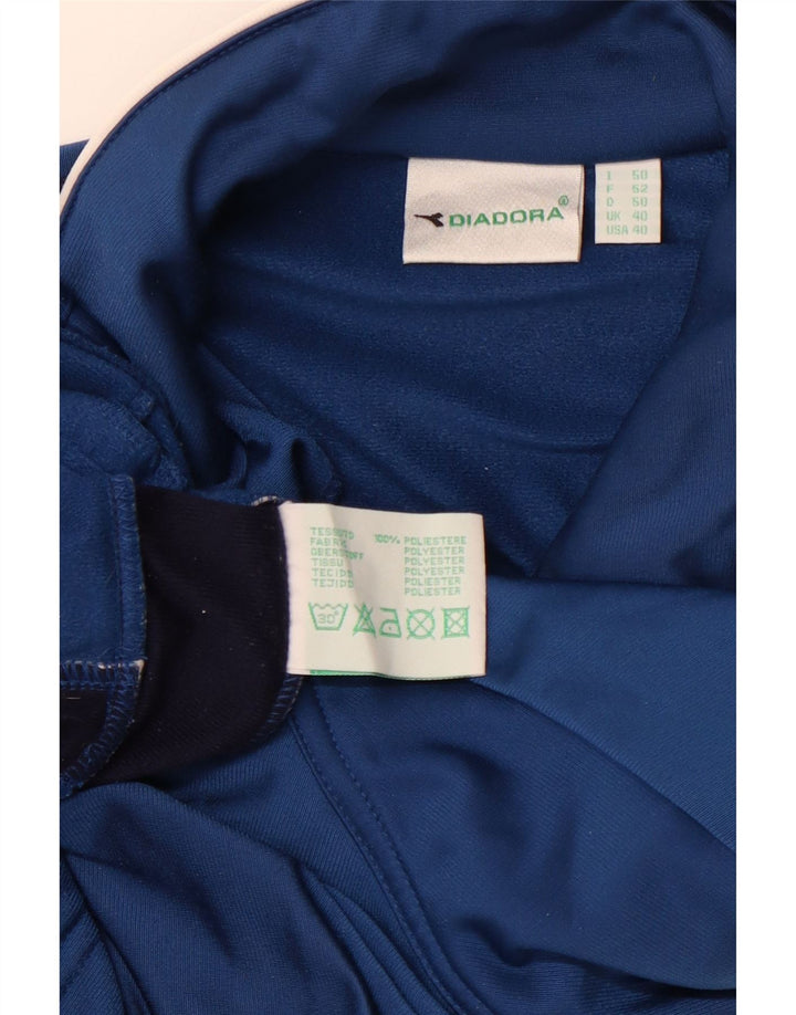 DIADORA Giacca da tuta da uomo UK 40 Large Blu Colourblock Poliestere
