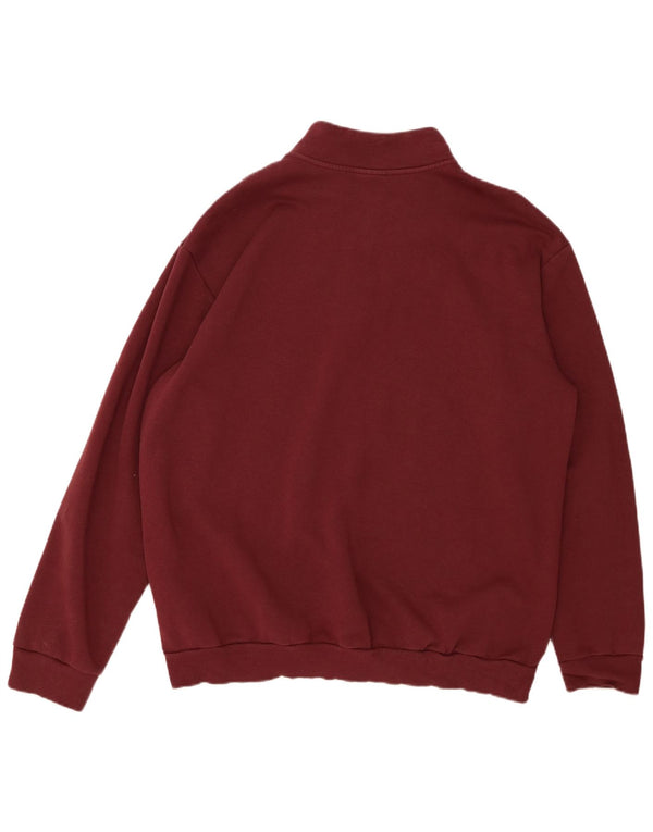 Felpa REEBOK da uomo con zip e collo maglione XL in cotone bordeaux