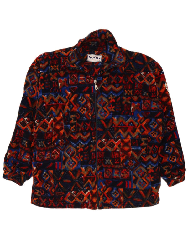Giacca in pile vintage da uomo vestibilità ampia UK 36 Piccola geometrica multicolore