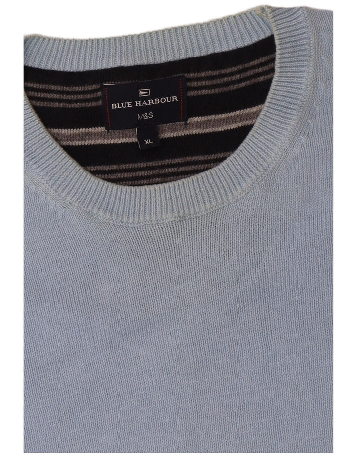 Maglione maglione girocollo da uomo Marks & Spencer blu Harbour XL cotone blu