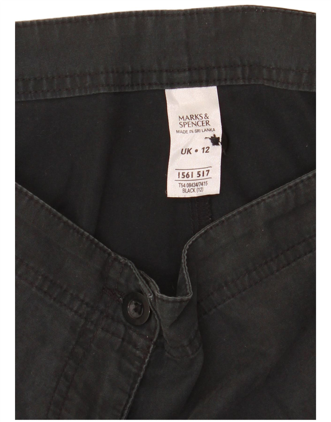 Pantaloncini chino da donna Marks & Spencer UK 12 medi W32 cotone nero