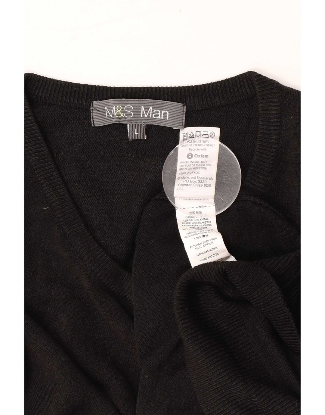 Maglione da uomo con scollo a V Marks & Spencer grande acrilico nero