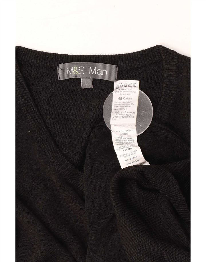 Maglione da uomo con scollo a V Marks & Spencer grande acrilico nero