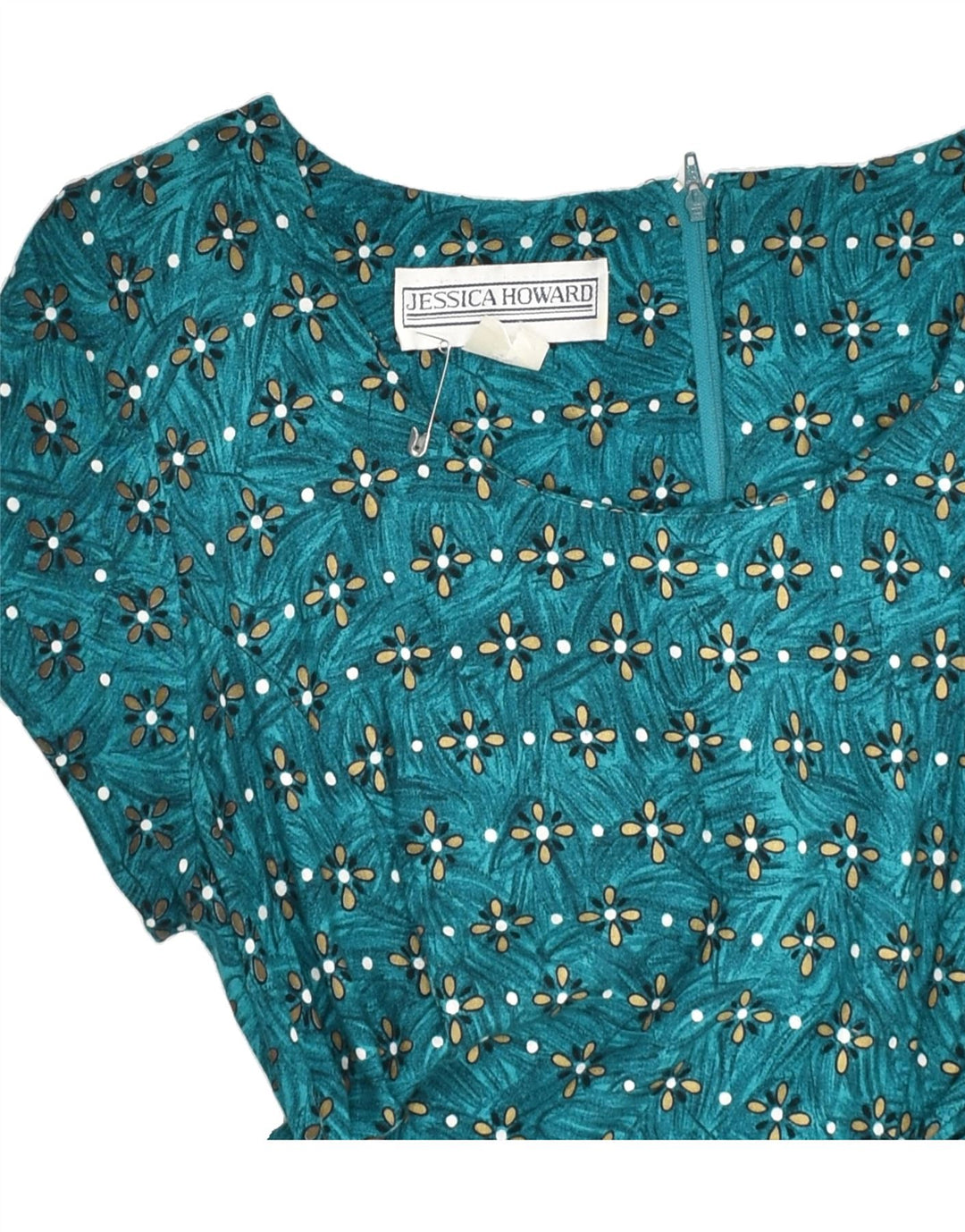 VINTAGE Womens Front Tie Basic Dress US 6 Medium Green Floral | Vintage Vintage | Thrift | Second-Hand Vintage | Used Clothing | Messina Hembry 