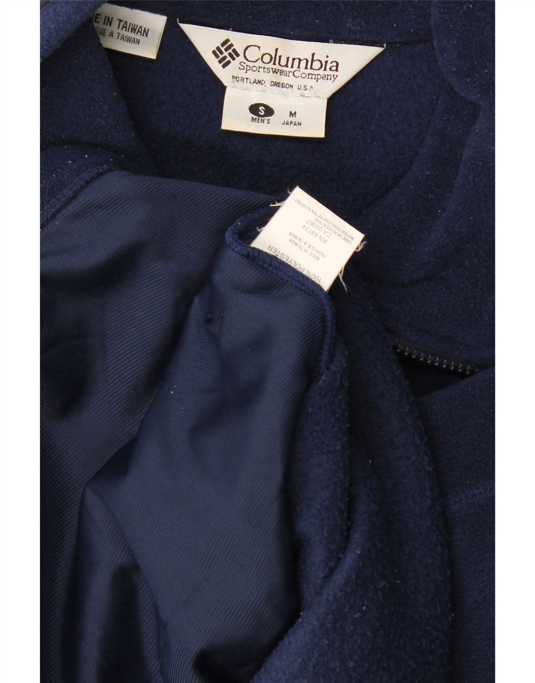 Giacca in pile Columbia da uomo vestibilità ampia UK 36 Small poliestere blu navy