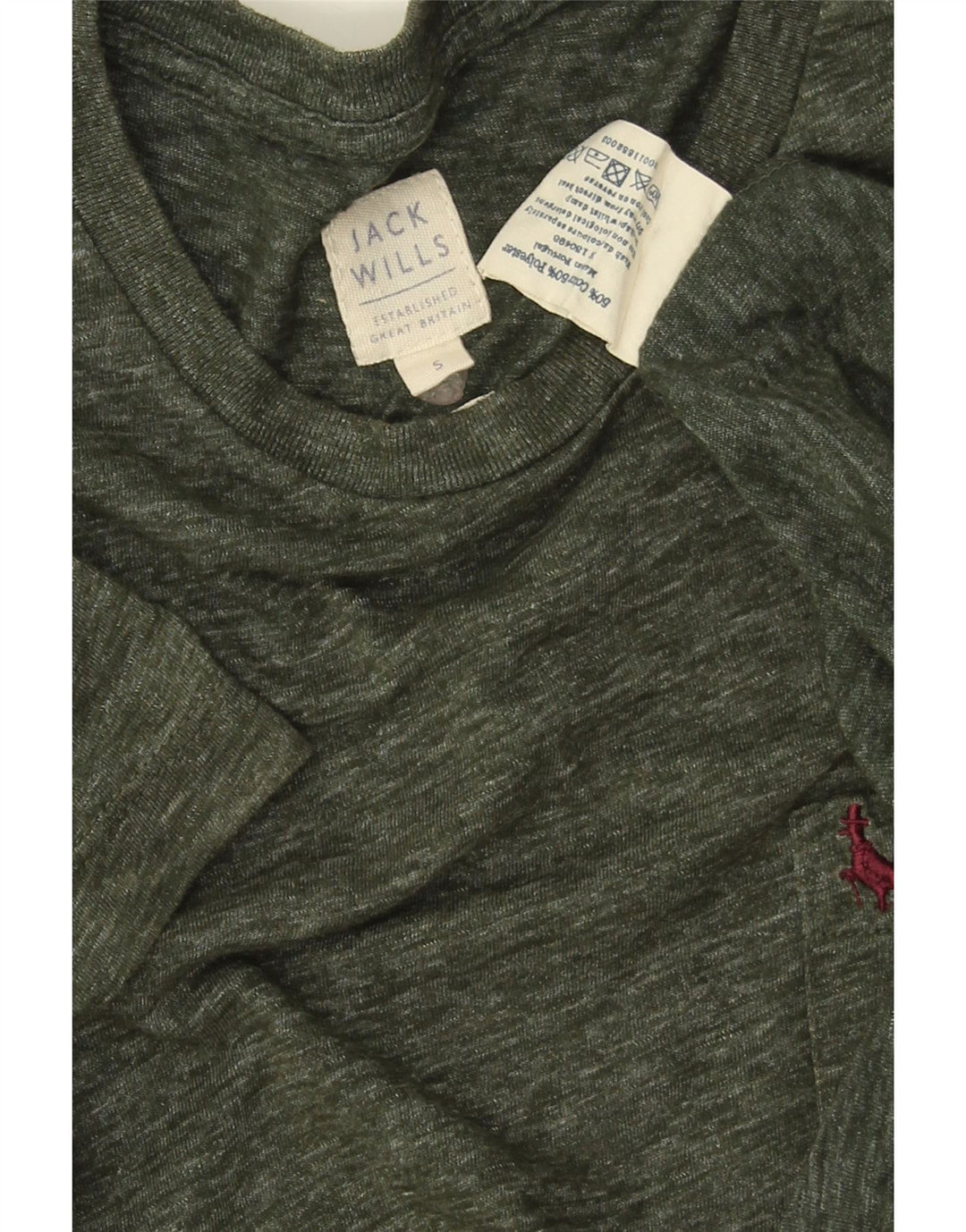 JACK WILLS T-shirt da uomo Top piccola in cotone screziato kaki