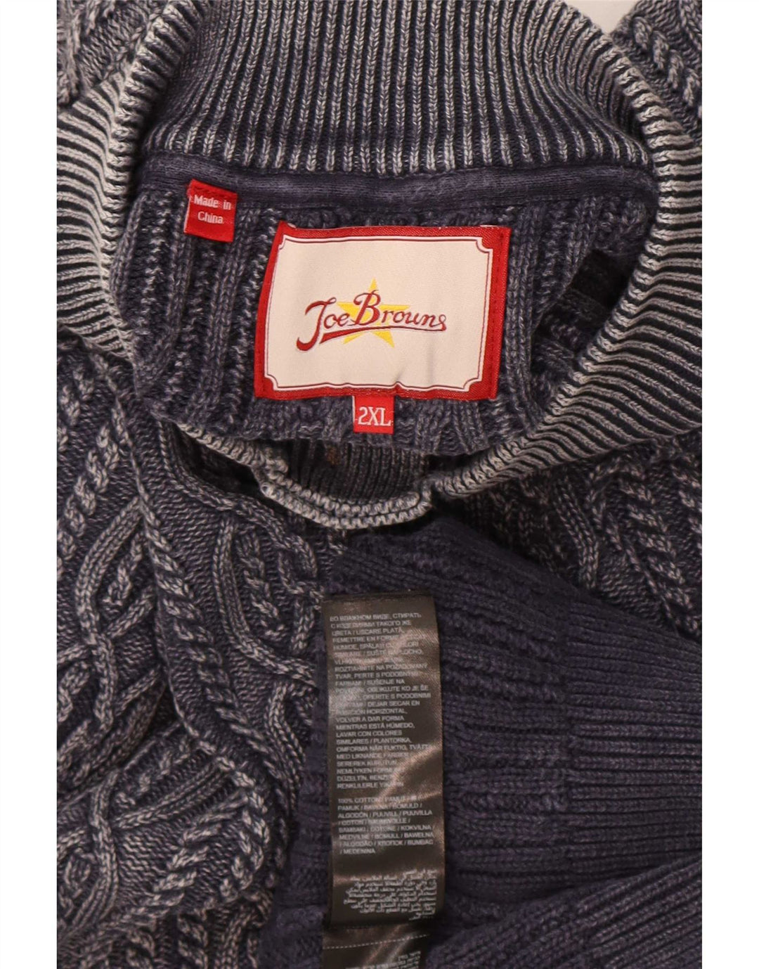 Maglione maglione da uomo con collo a bottoni Joe Browns 2XL cotone grigio