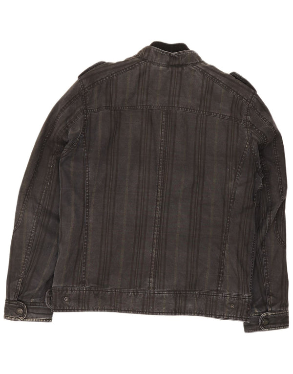 Giacca di jeans militare da uomo Zara UK 40 grande cotone grigio