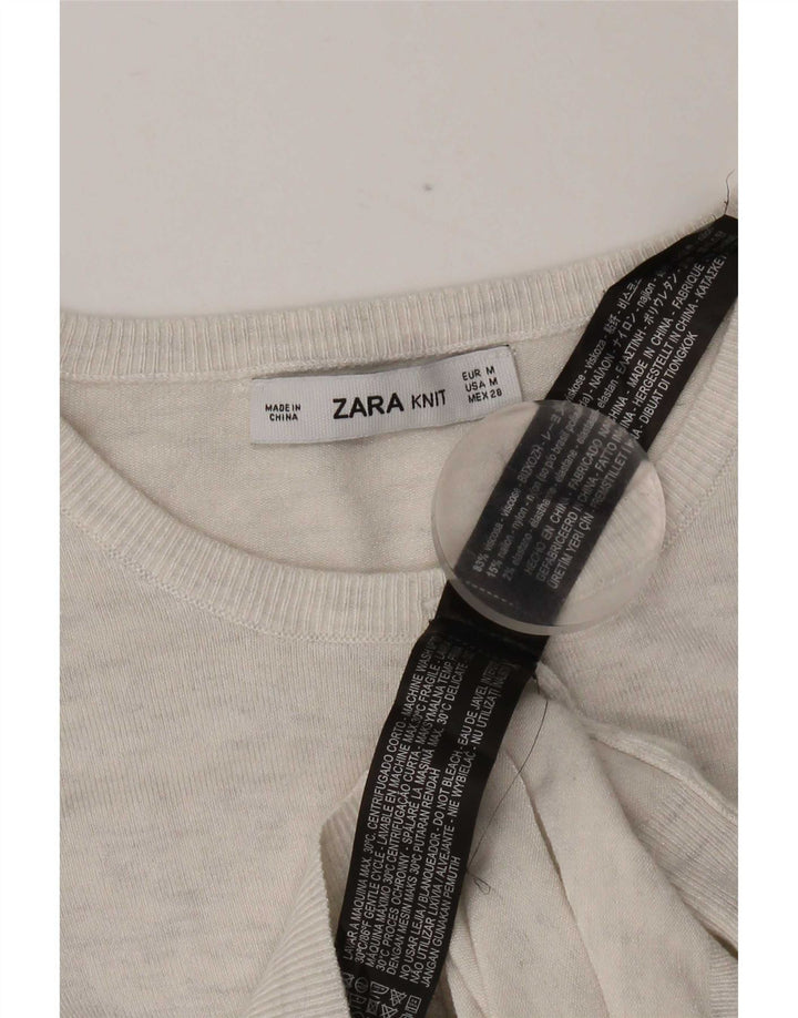 Maglione cardigan da donna Zara UK 12 Viscosa screziata grigio medio