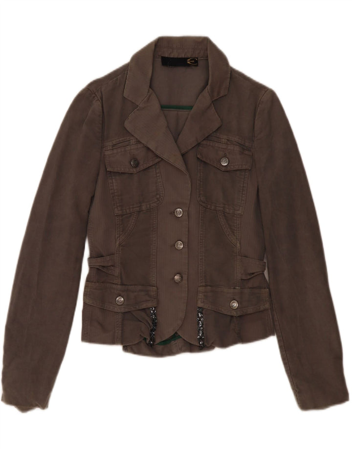 JUST CAVALLI Womens 3 Button Blazer Jacket UK 12 Medium Grey