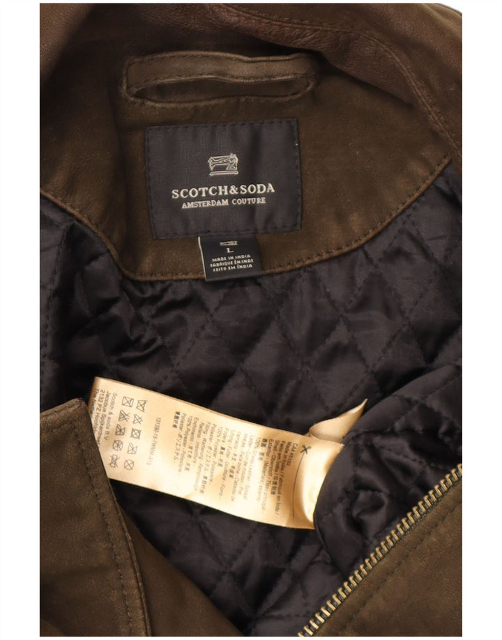 Giacca in pelle scamosciata da uomo Scotch & Soda UK 40 grande in pelle kaki