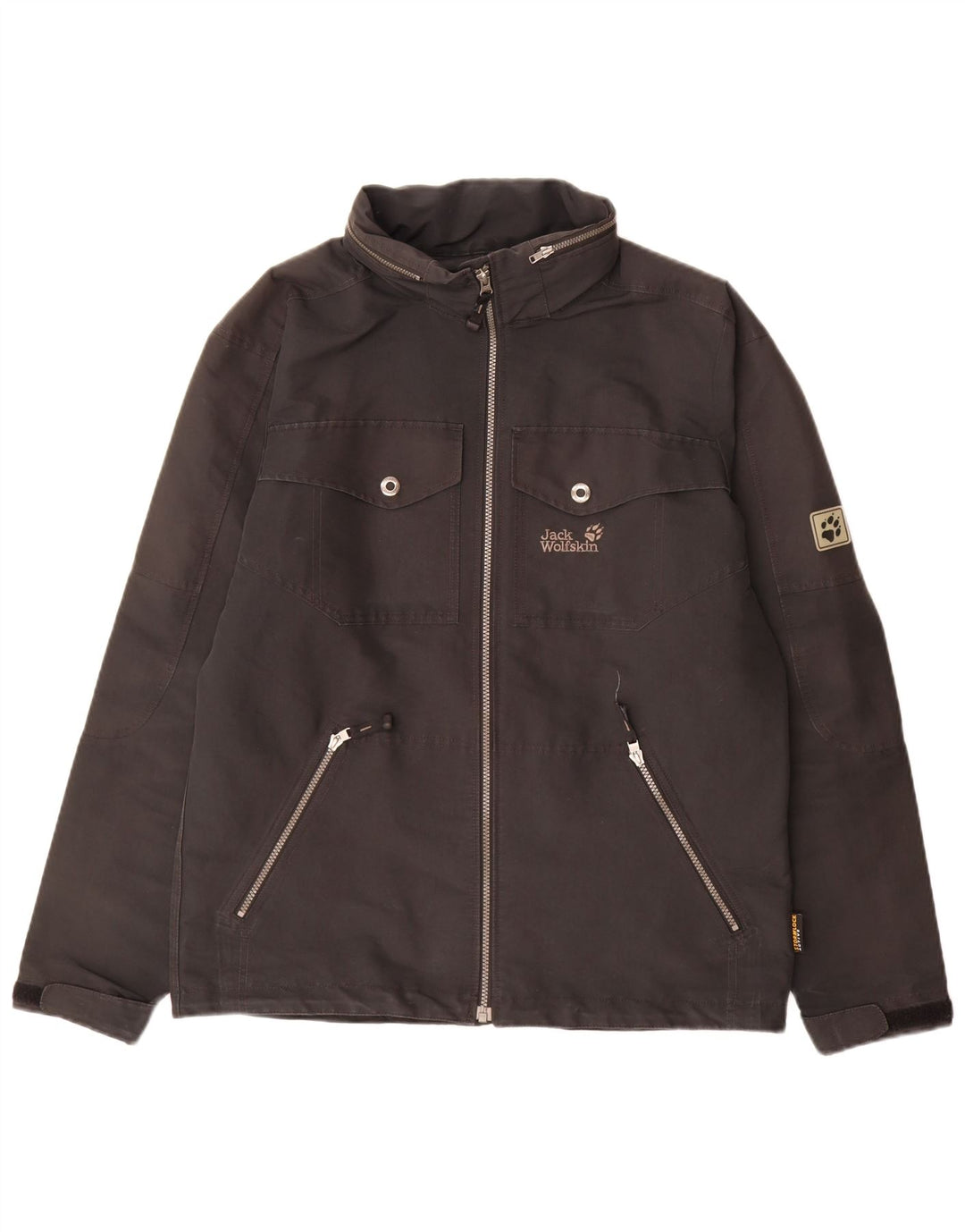 Giacca antipioggia con cappuccio da uomo Jack Wolfskin UK 36/38 poliestere nero medio