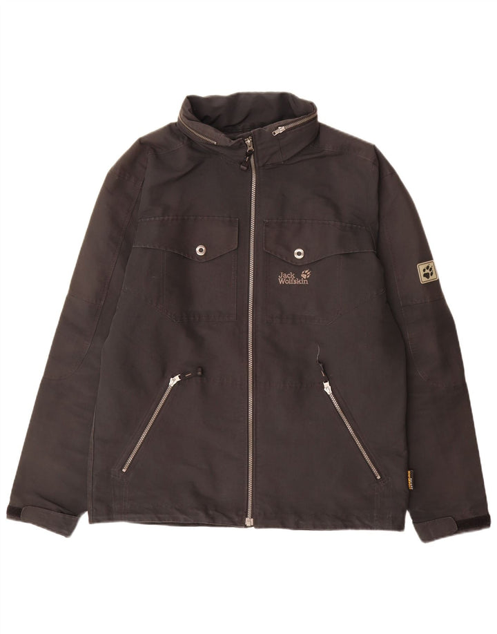 Giacca antipioggia con cappuccio da uomo Jack Wolfskin UK 36/38 poliestere nero medio