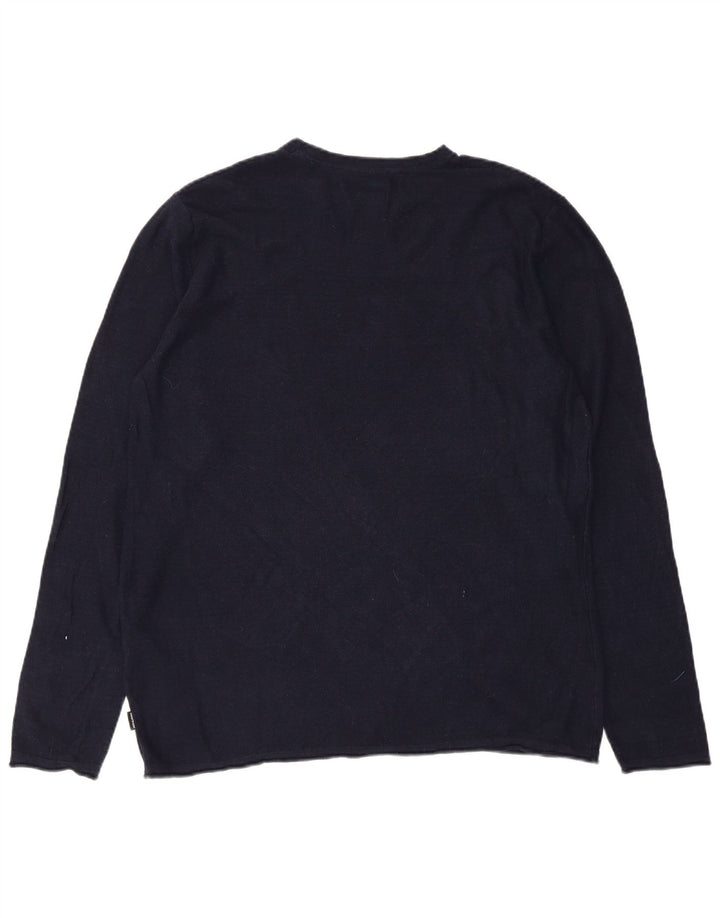Jack & Jones Top da uomo a maniche lunghe grande in cotone blu navy