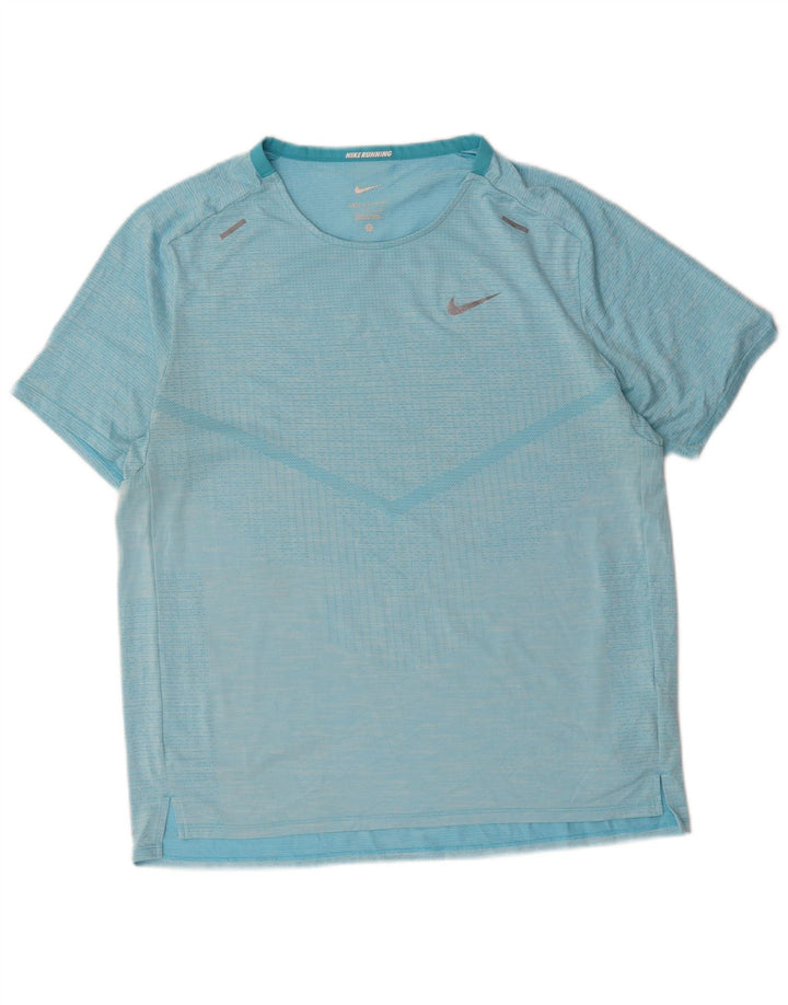 T-shirt Nike da uomo Dri Fit, top grande, in poliestere gessato blu