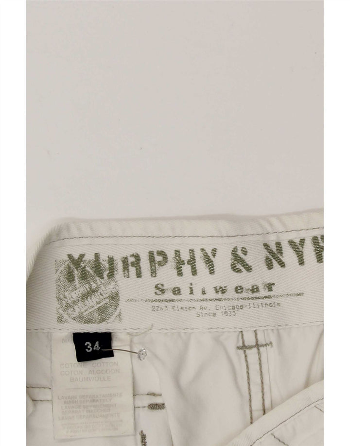 Pantaloncini chino da uomo Murphy & Nye grandi W34 in cotone bianco
