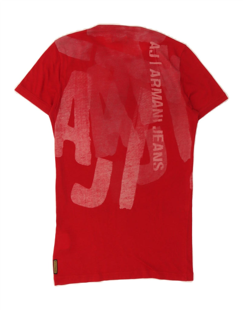 ARMANI Womens Graphic T-Shirt Dress UK 10 Small Red Cotton Vintage Armani and Second-Hand Armani from Messina Hembry 