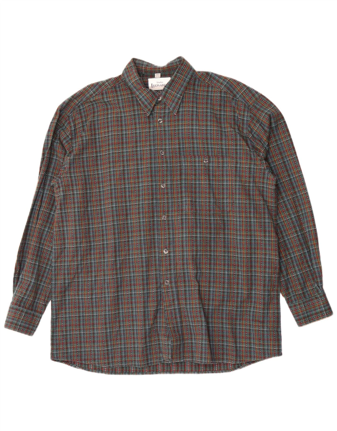 Camicia da uomo in flanella Leonardo taglia 44 XL a quadri verdi