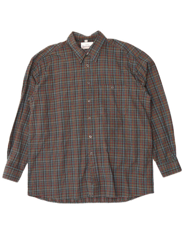 Camicia da uomo in flanella Leonardo taglia 44 XL a quadri verdi
