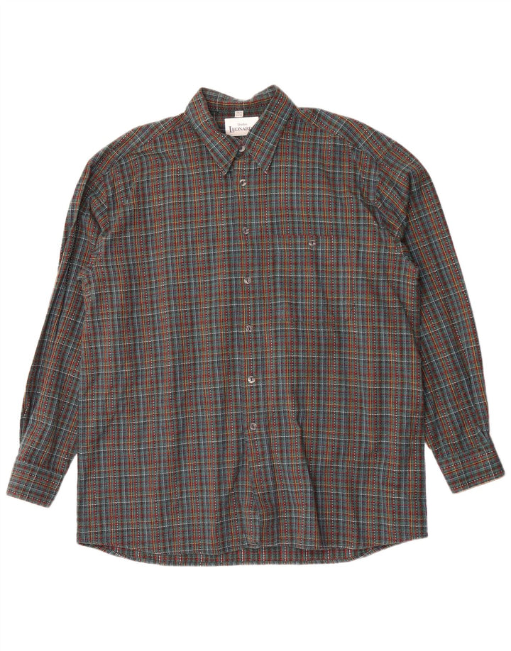 Camicia da uomo in flanella Leonardo taglia 44 XL a quadri verdi