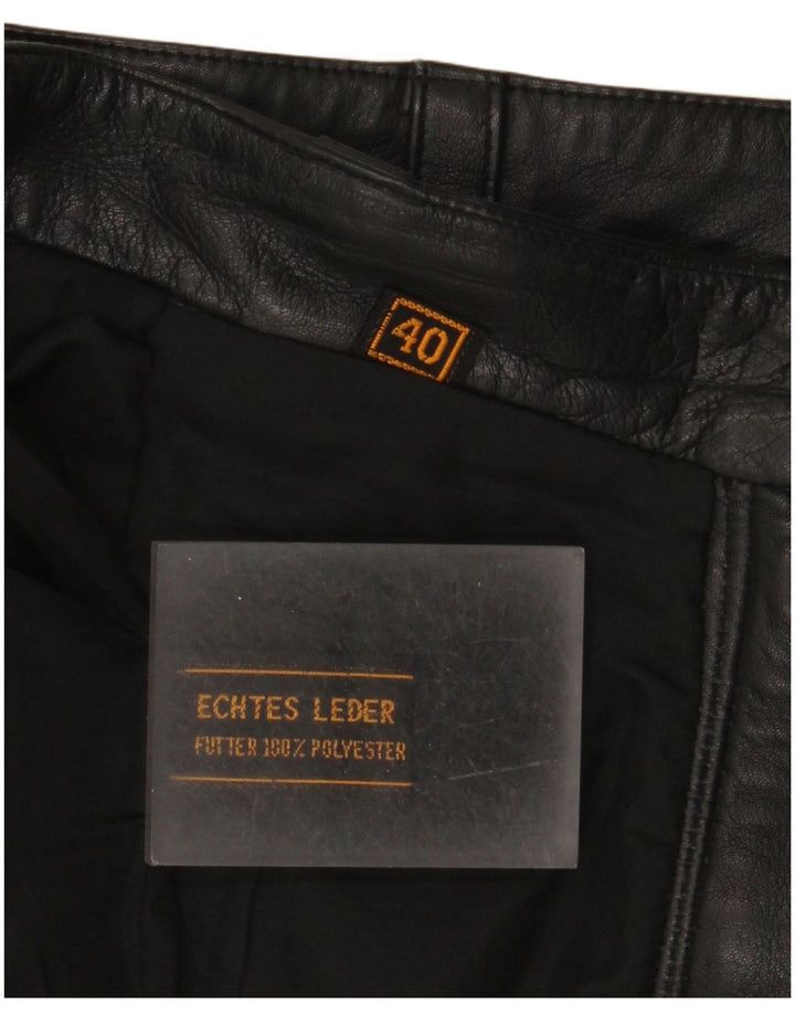 Gonna in pelle da donna vintage EU 40 media W30 in pelle nera