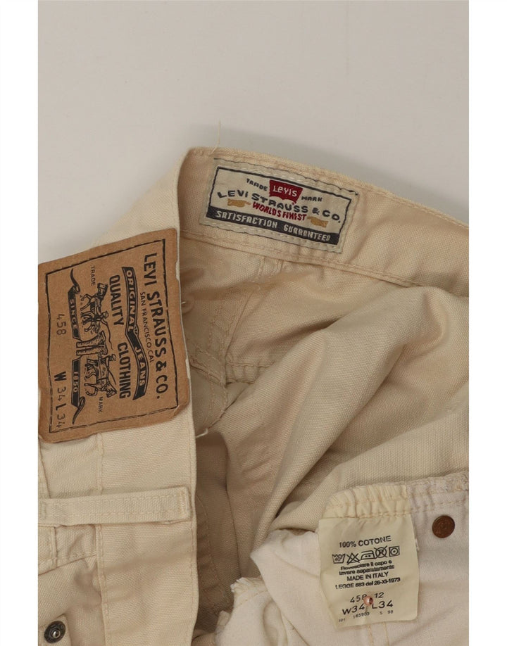 LEVI'S Pantaloni corti dritti da uomo 458 W34 L24 Cotone beige