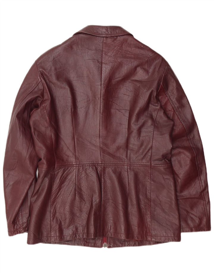 Giacca in pelle vintage da donna UK 18 XL in pelle bordeaux